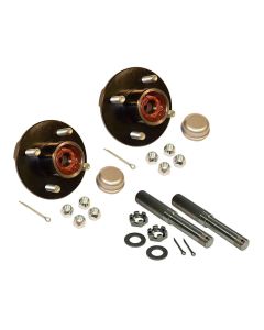 Pre-Greased Pair of 4-Bolt On 4 Inch Hub Assembly (AKRD-200044-PG) Includes (2) 1 Inch Straight Spindles & Bearings