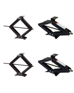 Stabilizer Scissor Jacks (4) - 5,000 Lb. Capacity Each with 2 Pair (4) of Rubber Wheel Chocks - Includes 1 Handle
