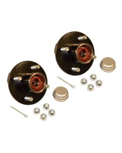 Pre-Greased Trailer Hub Kit (RHI-100-PG-PR) 4 Bolt on 4 Inch Circle with 1 inch I.D. Bearings - One Pair