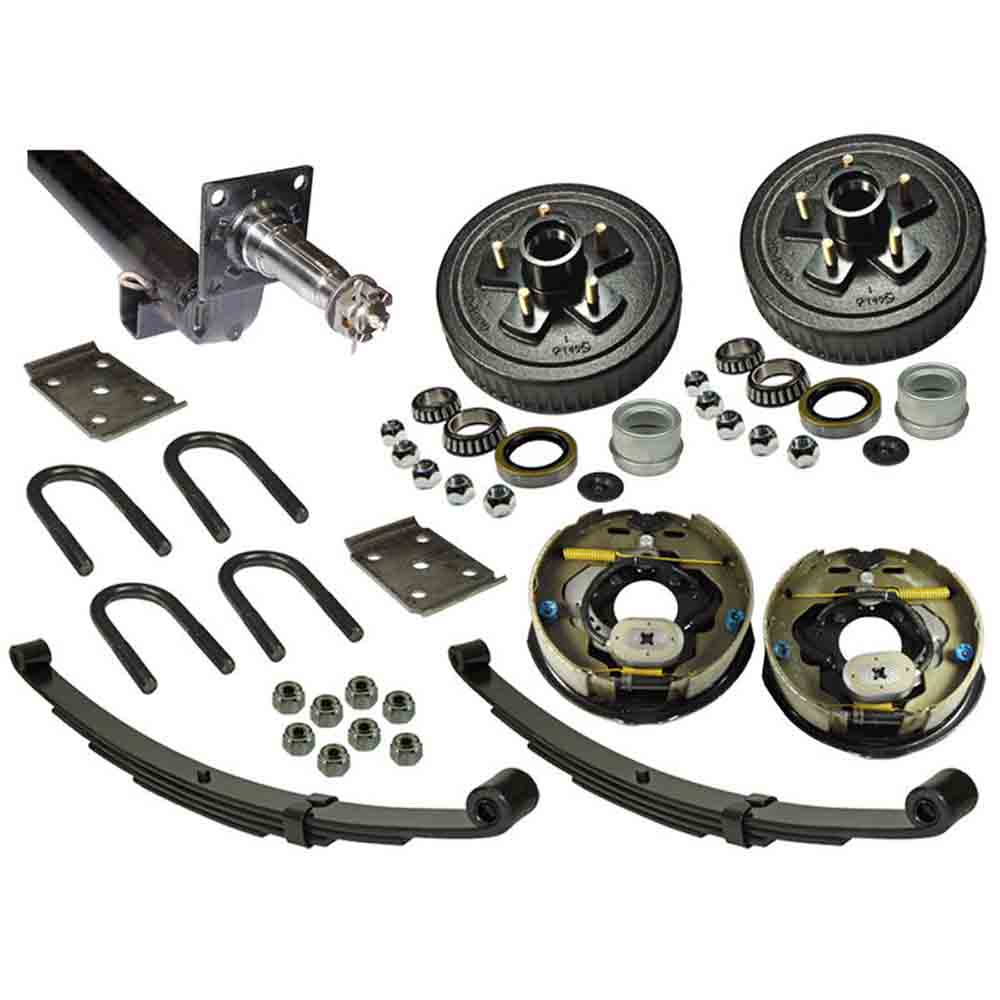 3,500 lb. Drop Axle Assembly with Electric Brakes & 5-Bolt on 4-1/2 Inch Hub/Drums - 76 Inch Hub Face