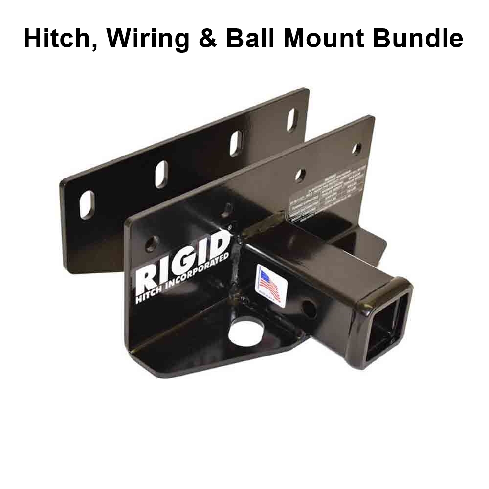 Rigid Hitch (R3-0162) Class III 2 Inch Receiver Trailer Hitch Bundle - Includes Ball Mount and Custom Wiring Harness fits - 2018-2024 Jeep JL Wrangler