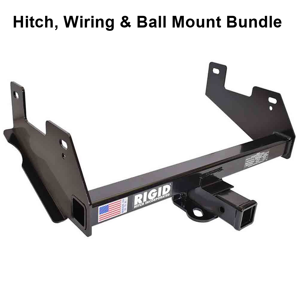 Rigid Hitch (R3-) Class III 2 Inch Receiver Trailer Hitch Bundle - Includes Ball Mount and Custom Wiring Harness fits 2015-2020 Ford F-150 Without Factory Receiver
