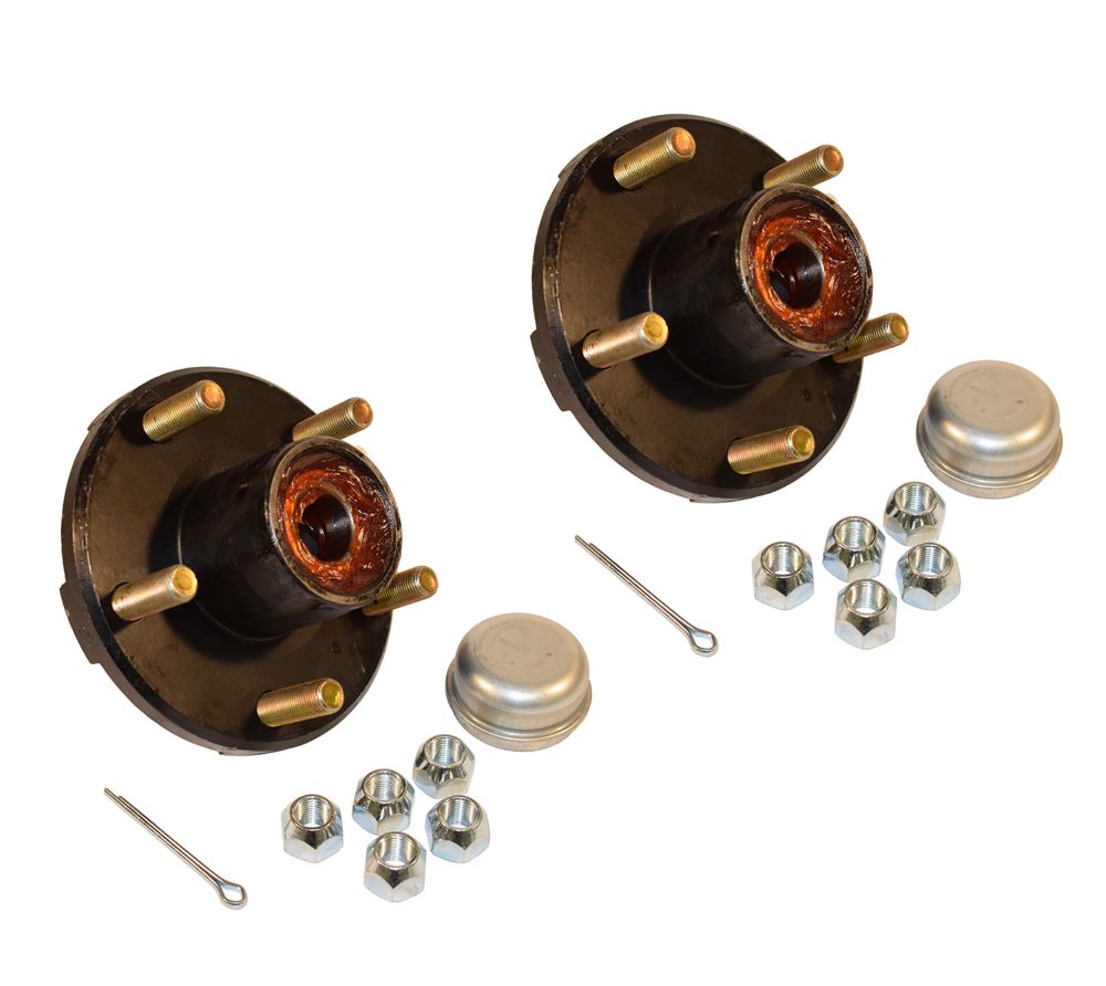 Pre-Greased Trailer Hub Kit (RHI-150-PG-PR) 5 Bolt on 4-1/2 Inch Circle with 1 inch I.D. Bearings - One Pair