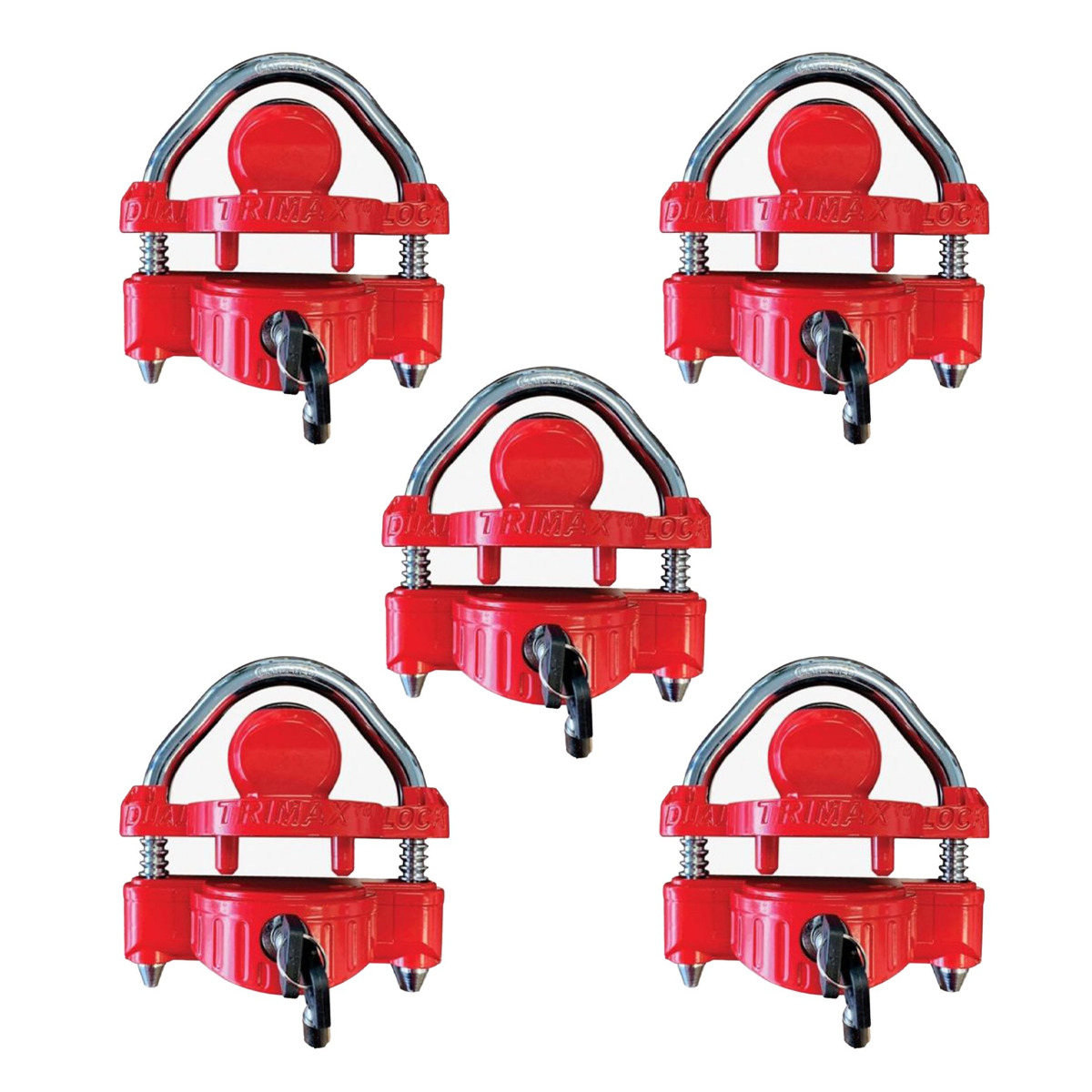 Keyed-Alike Universal Coupler Locks with 1/2 Inch Shackle - 5 Pack